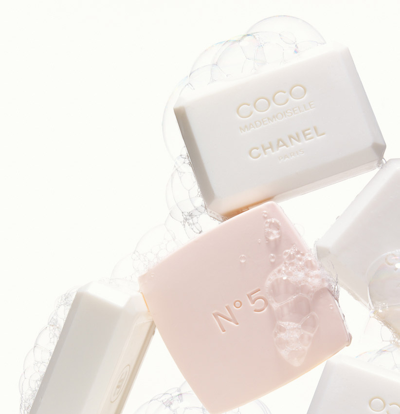 beauty, soaps, Chanel, Coco Mademoiselle, No 5, bubbles, still life photography, fragrance photographer, still-life photography, David Parfitt, still-life, perfume photography, beauty still life, still-life photographer, still-life photographer London, David Parfitt, advertising photographer