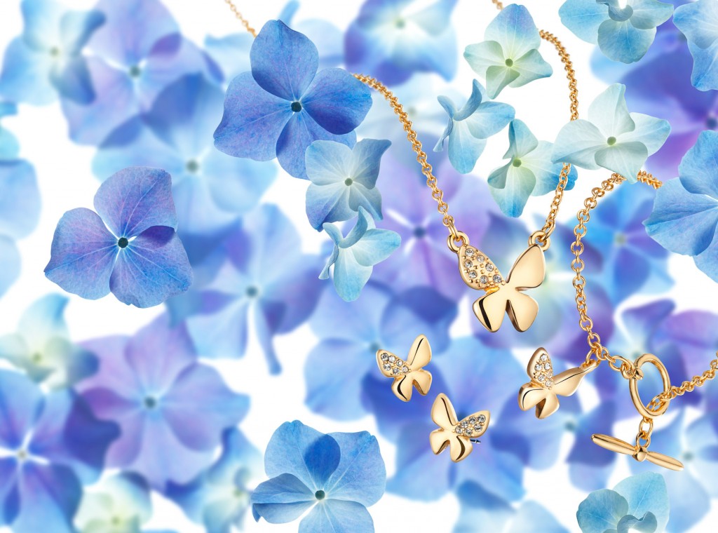 still-life photography, jewellery against blue flowers background, Avon campaign, Avon jewellery, Jewellery photographer, jewellery photography, fine jewellery, still-life photographer London, David Parfitt Photographer, advertising photographer